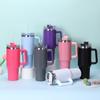 Simple Solid Color Large Capacity Double-layer Vacuum Stainless Steel Thermos Cup with Straw Coffee Cup Outdoor Car Water Cup