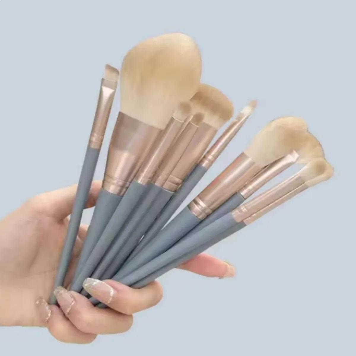 

Мягкий пушистый набор кистей для макияжа тени для век тональный крем женская косметика пудра румяна растушевка красота макияж инструмент для красоты синий