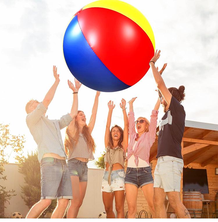 Large Inflatable Three-Color Beach Ball for Outdoor Fun and School Sports Activities