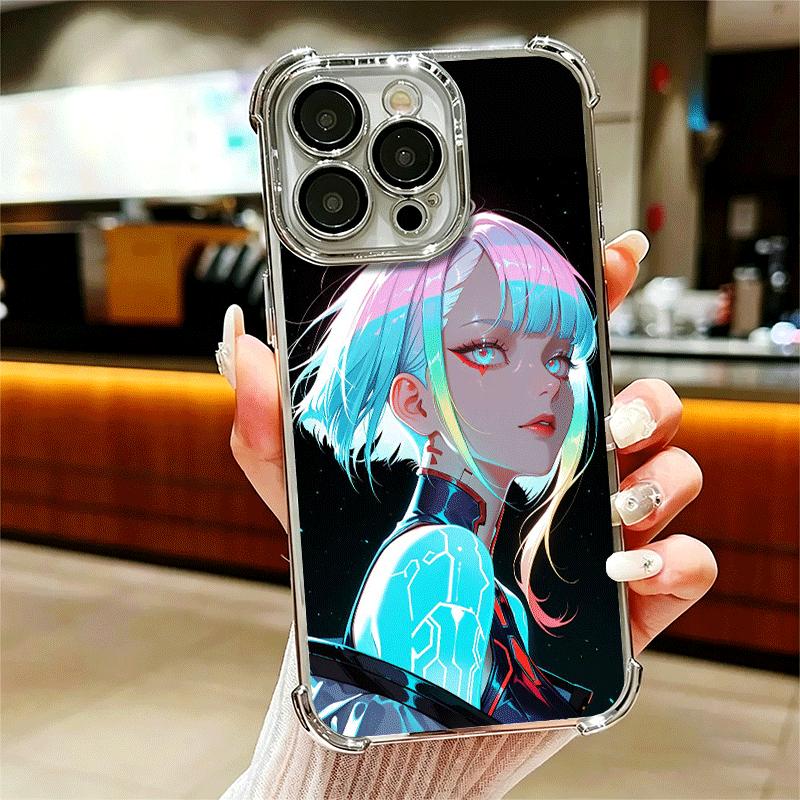 E-Edgerunners Anime Lucy Soft Phone Case For iPhone 15 16 17 Air 14 Pro Max 16E Plus 13 12 Mini Plating Anti-Fall Fundas
