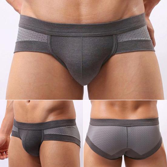 Men's Sexy Mesh Modal Triangle Underwear Fashion Breathable Briefs Underpants