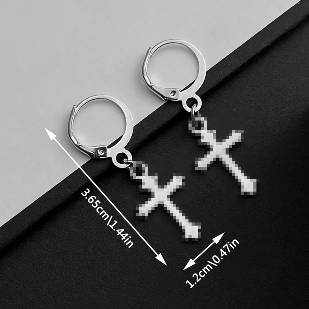 Elegant Silver Cross Hoop Earrings - Versatile, Simple, and Stylish Jewelry