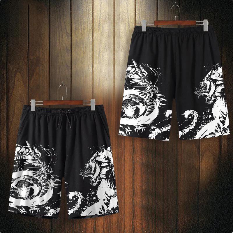 

Chinese Tiger Dragon Black White Boxing Muay Thai Kickboxing Training Shorts Print Martial Art Unisex Men Women Fighting Fitness Sport Gym Workout S