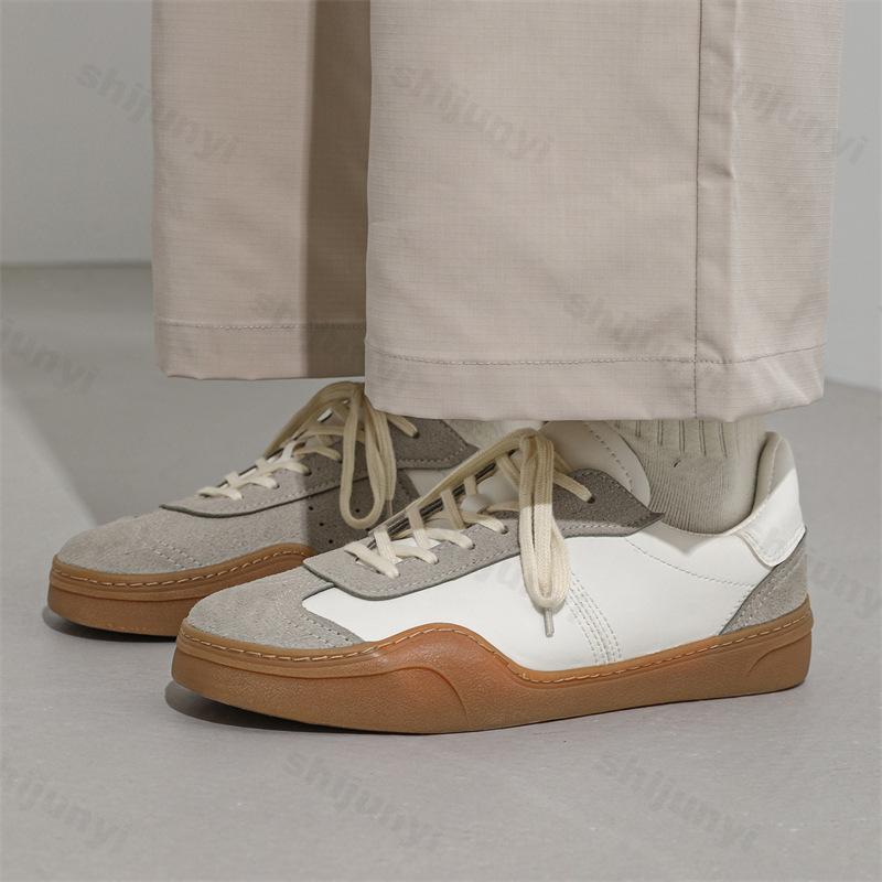 2026 Retro Men Lace Up Flat Soled Sport Shoes Round Toe Color Blocked Low Top Casual Shoes Outdoor Fashi Trend Chunky sneakers