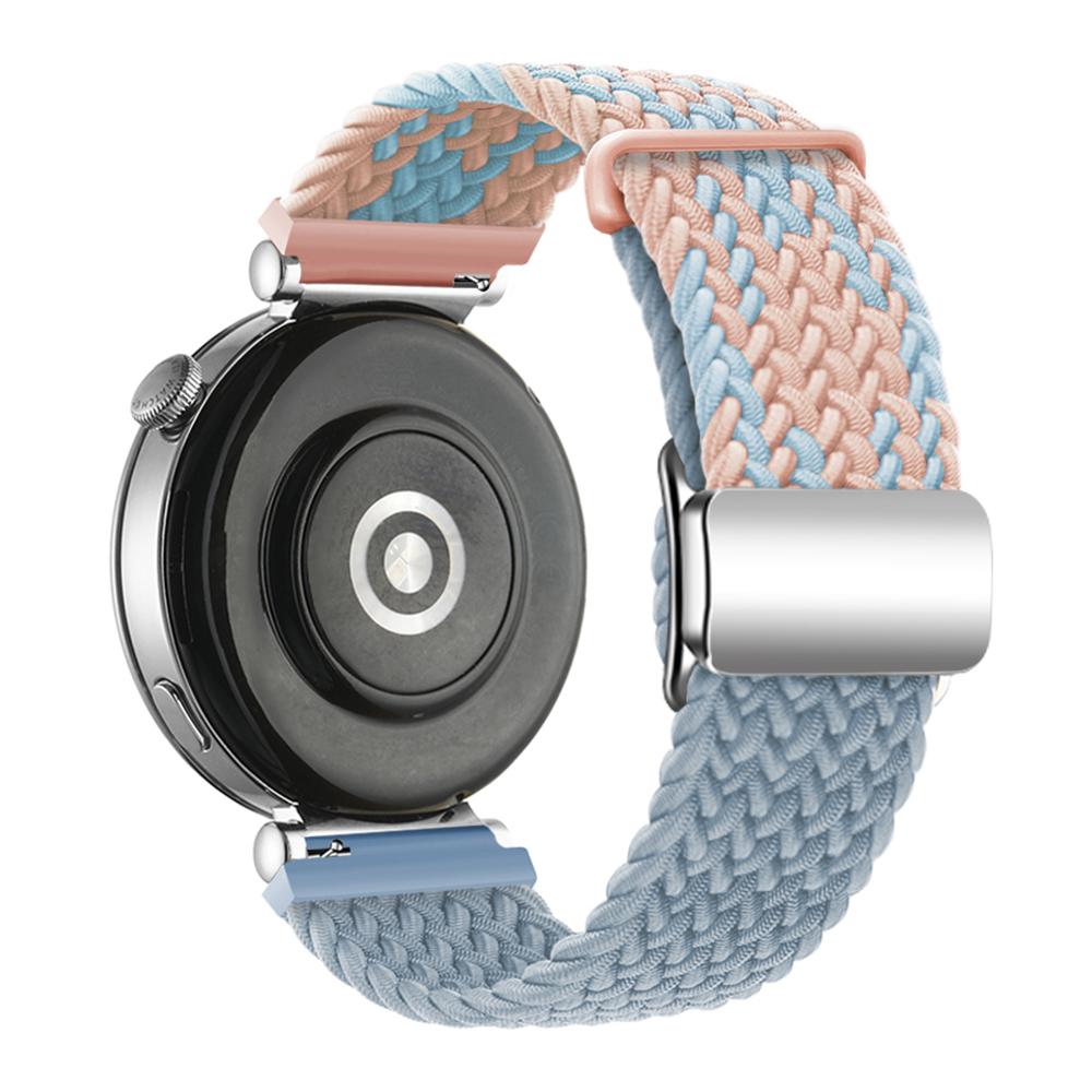 For Huawei Watch GT 4 41mm Universal 18mm Watch Strap Woven Wrist Band with Silver Magnetic Buckle