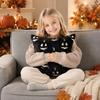 Halloween Pumpkin Decorative Cushion Cover Square Jacquard Fabric Pillowcase with Festive Pattern for Sofa Chair Bed