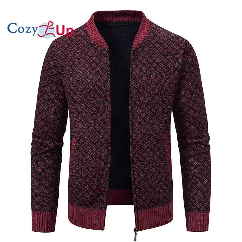 Уютный мужской свитер на молнии со стойкой вязаные осенне-зимние повседневные куртки M красный 2299₽