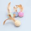 Cat Feather Wand Toy With Jute Ball Bell Interactive Play Dental Care Mental Stimulation