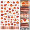1 Blatt Herbstblatt Karomuster Linie Klebe-Slider Niedliche Kürbis-Nagelsticker Abziehbilder Herbst Erntedankfest Nageldesign Zubehör