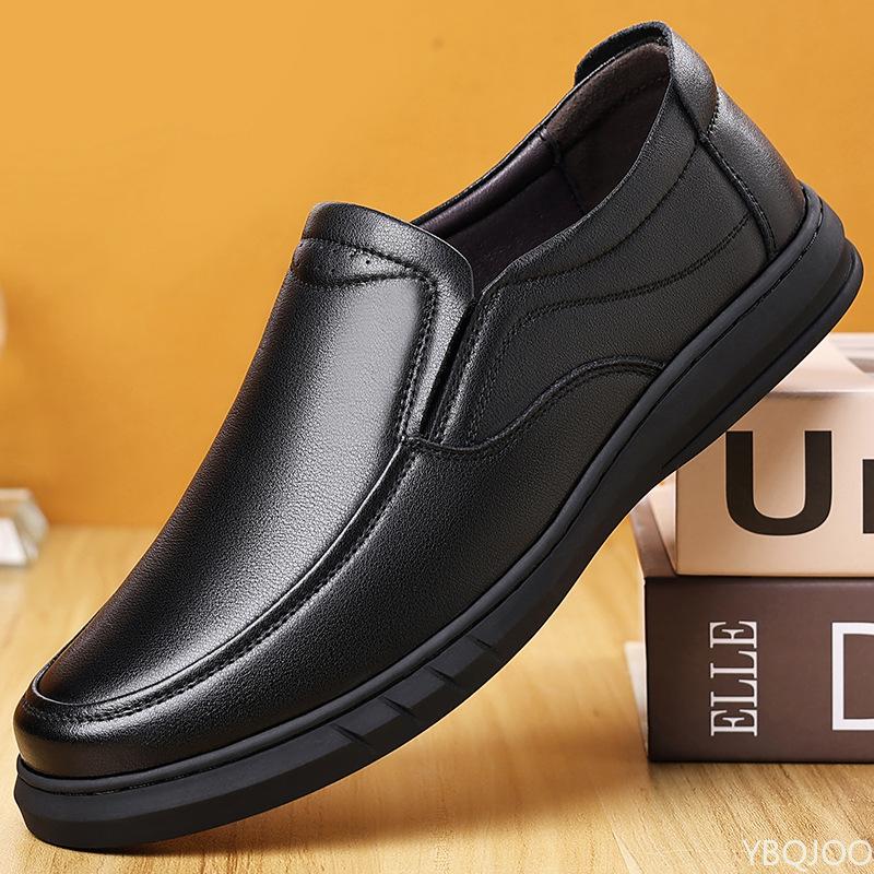 Casual Men'S Leather Shoes Summer Soft Soled Dad Shoe Versatile Classic Male Shoes Breathable Genuine Leather Loafers Homme