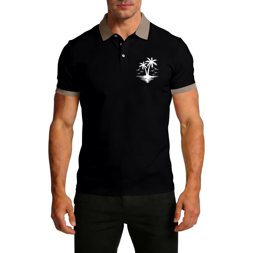 Short Sleeve Polo Shirt with Collar and Cuffs Tree Graphic Print Casual Fit for Men and Women Unisex Style