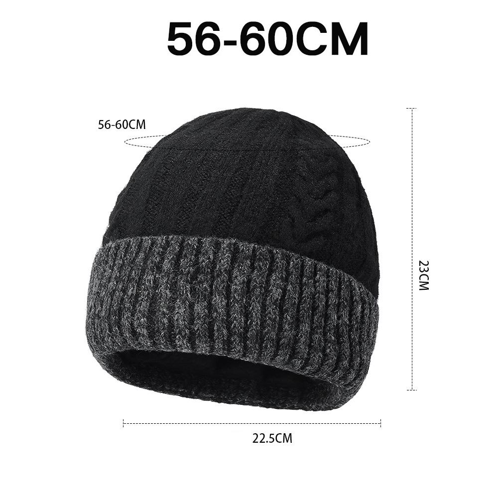 Winter Two-Color Stitching Wool Cap Men Warm Ear Protection Knitted Cap