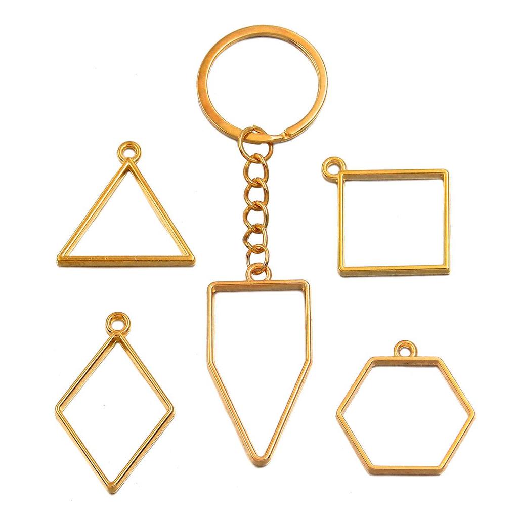 16 Styles Gold-Tone Alloy Jewelry Pendants: Moon, Round, Heart, Charms, and Hollow Frames