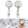 1pc Office Supplies Metal ID Name Card Stationery Retractable Lanyards Key Ring Badge Holder