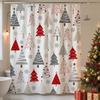Christmas Shower Curtain Winter Snowman Xmas Pine Tree Shower Curtains For Bathroom Decor Waterproof And Mildew Resistant