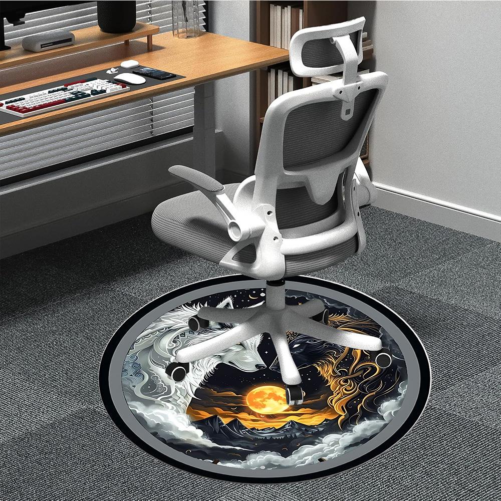 

1PC Wolf Moon Sticker Chair Carpet for Office, Indoor Non-Slip Washable Carpet, Soft Comfortable Mat For Office Room yy250930252 80cm by 80cm