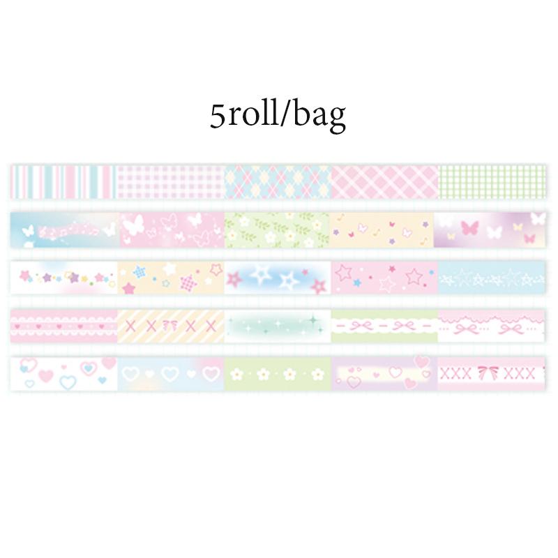 

5 рулонов/набор корейских тонких липких лент васи, набор Dream Selling Galaxy Cute Girl, руководство по наклейкам DIY, материал для наклеек-петлей