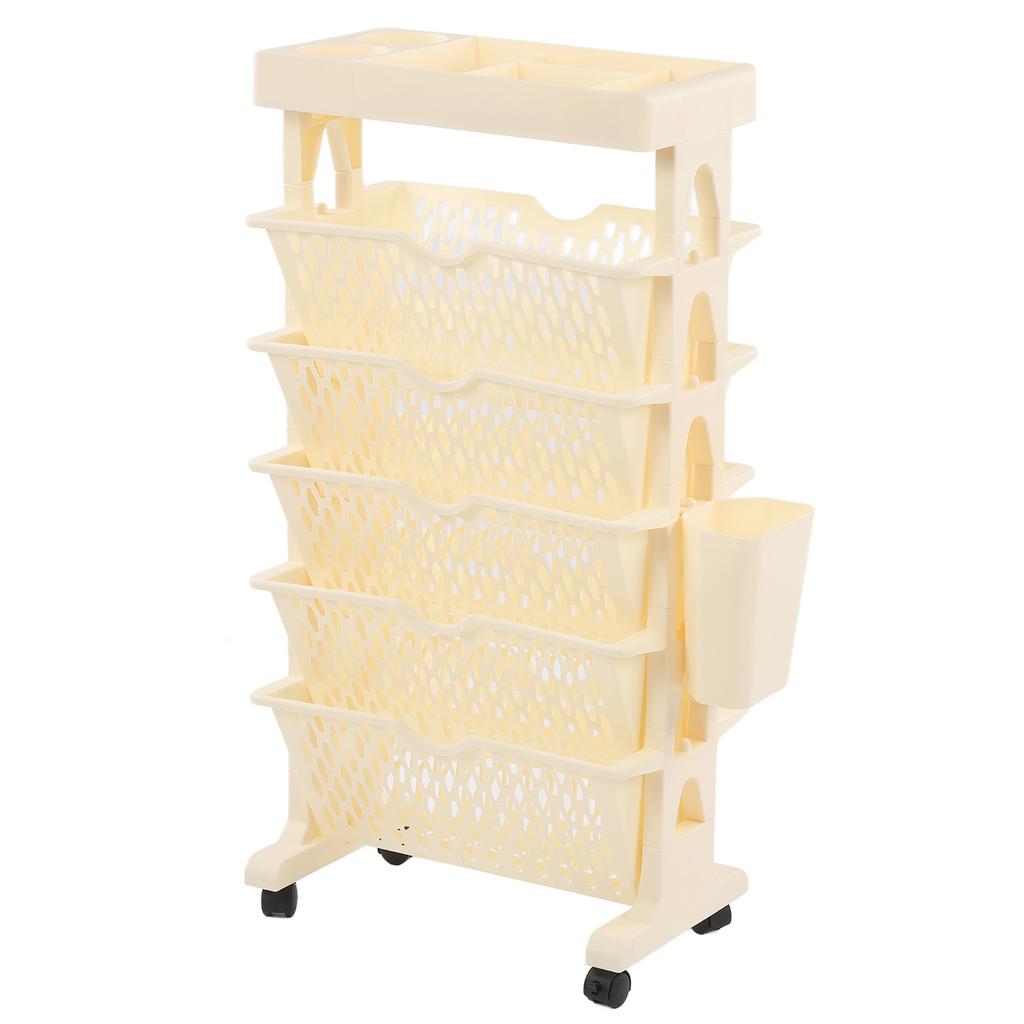 Movable Bookshelf 6 Tier Large Capacity Thickened Multifunctional Rolling Book Rack for Deskside Living Room