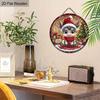 Christmas Cute Donkey Merry Christmas Round Wooden Hanging Sign, 2D Flat Printed Wall Door Ornament, Xmas Home Porch Holiday Decor Gift
