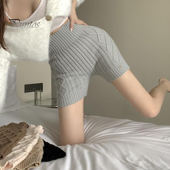 Γυναικεία Χειμερινά Σορτς Βάσης Πλεκτά Ψηλόμεσα Ελαστικά Μονόχρωμα Κρατούν Ζεστά Αντιεκθεσιακά Βασικά Σορτς για Καθημερινή Φορά στο Σπίτι Και Αλλού