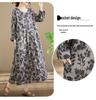 In-Stock Printed Cotton Plus Size Long-Sleeve Women's Dress with Round Neckline