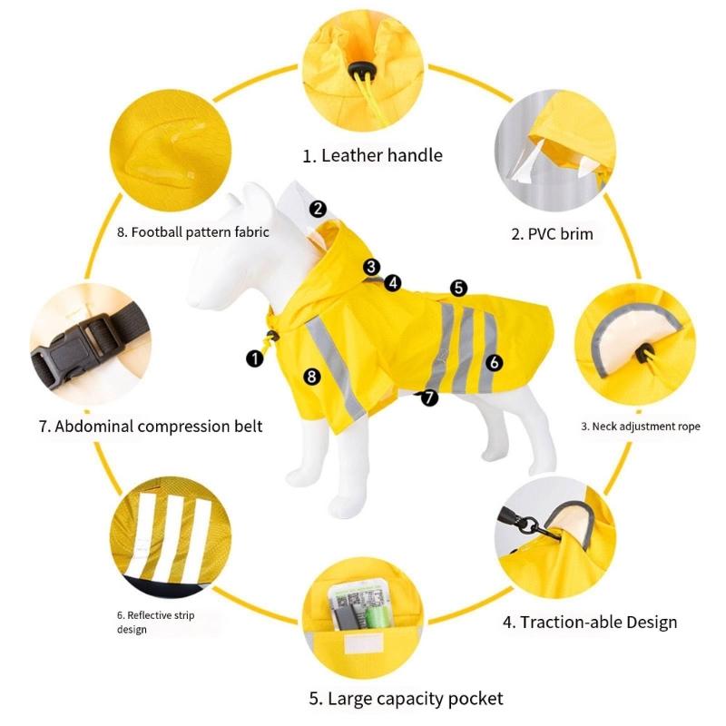 Breathable Reflective Dog Rain Suit Easy Wear 2 Leg Design Rain Jackets For Small to Large Dog Rainy Day Outdoor Activity