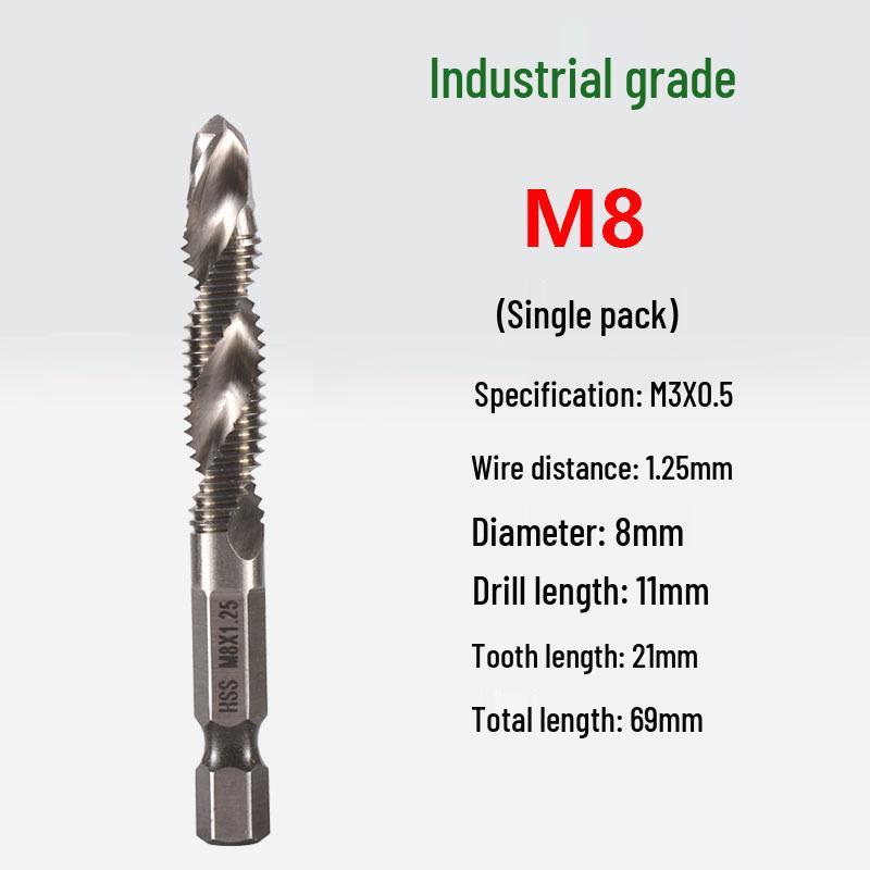 Multifunctional Hex Shank Spiral Tap and Drill Set for Electric Drills