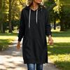 Abito Felpa Lungo da Donna Casual Pullover con Cappuccio e Tasca a Marsupio Spacco Laterale Vestibilità Comoda Ampia