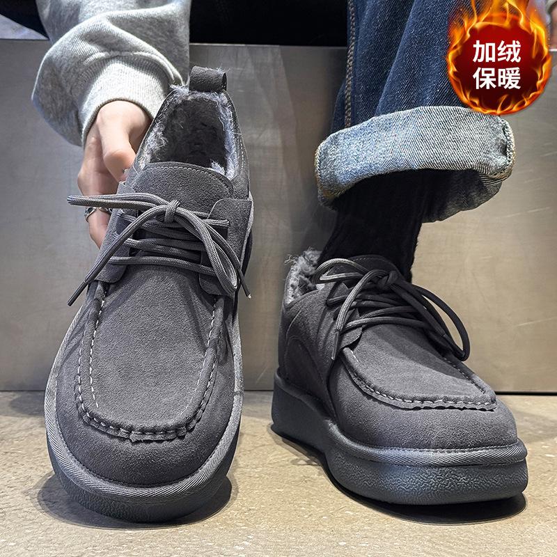Fleece warm snow boots new winter thick-soled short tube lace-up thickened cold-proof cotton shoes