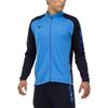 Color Block Logo Stand Collar Zip Fitted Long Sleeve Jacket Unisex Jacket Blue P2MC203525
