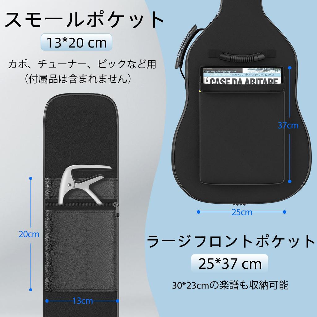 GLEAM Gig Bag Guitar Pack 10mm Sponge for Inch Folk Acoustic Guitar Gig Lightweight Soft Folk Guitar Bag with Large Capacity Durable and Backpack