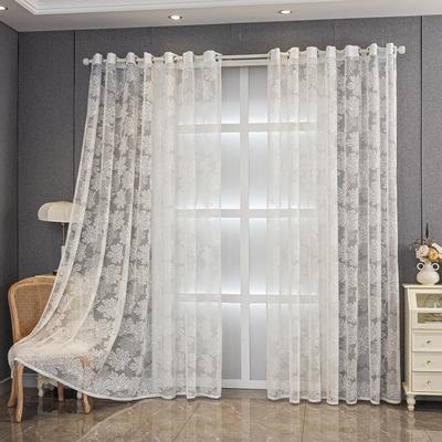 1pc Embroidery Window Sheer Curtain, Three-dimensional Embroidery European Tulle Curtain with Rod Pocket for Bedroom Living Room Home Decoration