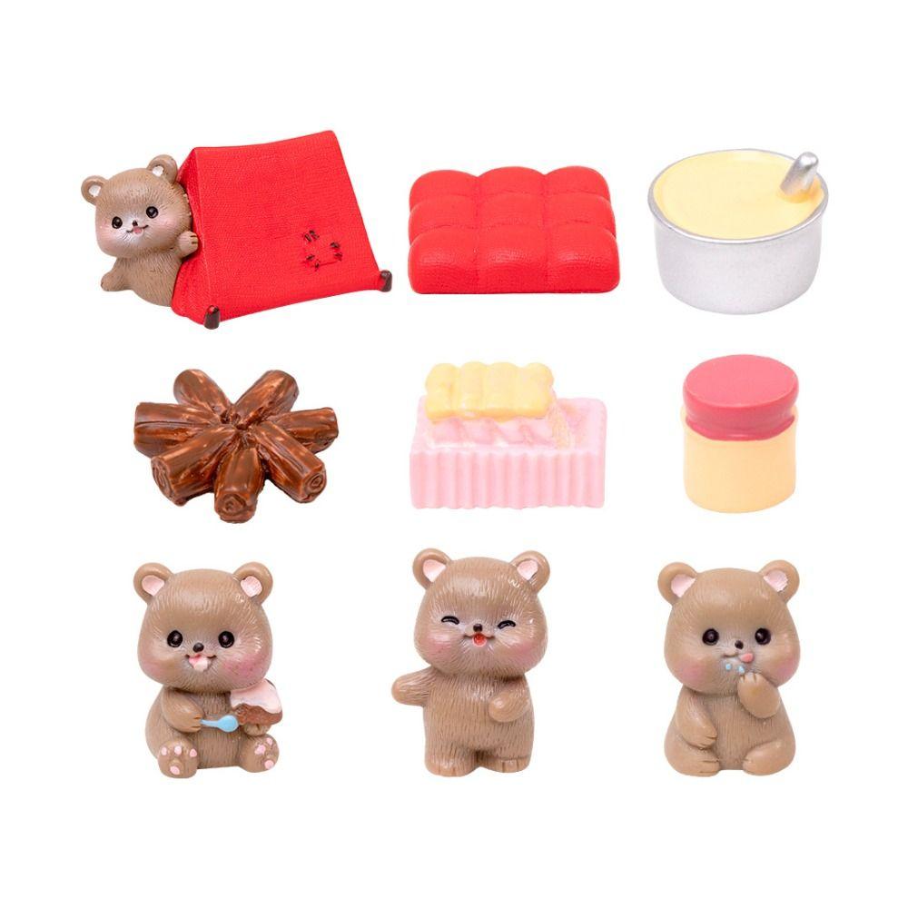 Kids Toy Miniature Cartoon Bear Figurines Crafts Bonsai Micro Landscape Furniture  Home Decoration