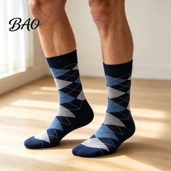 High Quality Workplace Socks Men's Dress Socks, Comfortable Crew Sock, Solid, Striped, Argyle, Dotted Polyester Cotton Blend Long Large Size Business