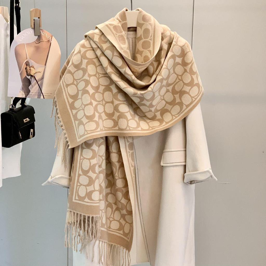 Women's Double-Sided Thickened Imitation Cashmere Scarf: Versatile, Warm Tassel Shawl for Autumn and Winter