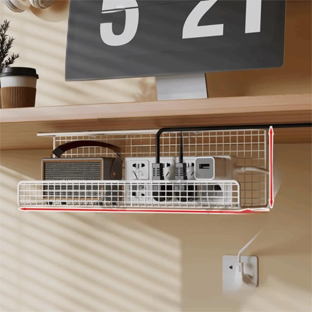 

Adjustable Under-desk Cable Management Tray No Drill Metal Wire Storage with Clamp Desk Cable Organizer Office