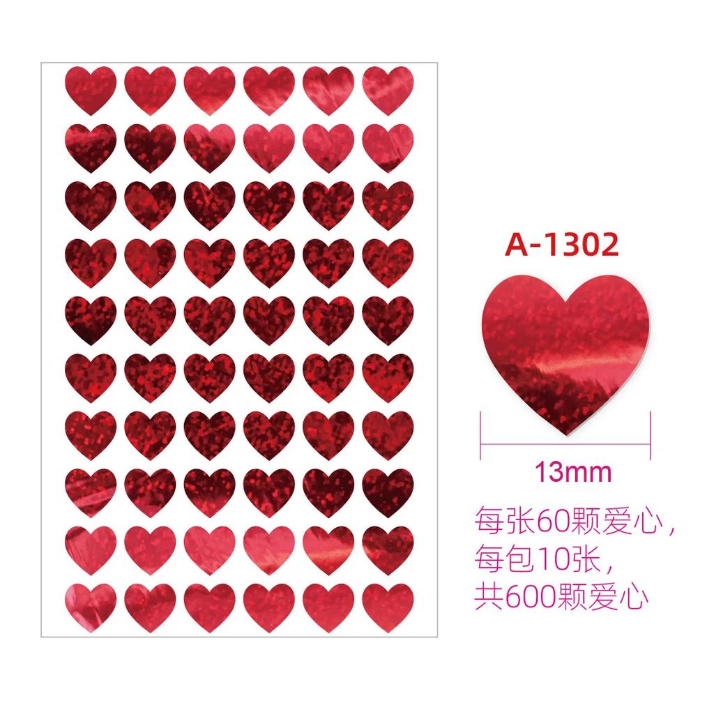 10sheet Glitter Heart Style Sticker for DIY Decor Scrapbook Journal 3MM Mini Heart Stickers Teacher Reward Envelope Seal Sticker