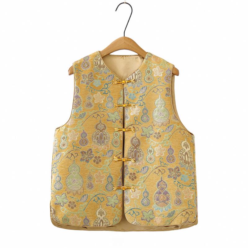 Plus Size Women s Zen Jacquard Cardigan Vest - Spring 2026 Chinese Style 4XL
