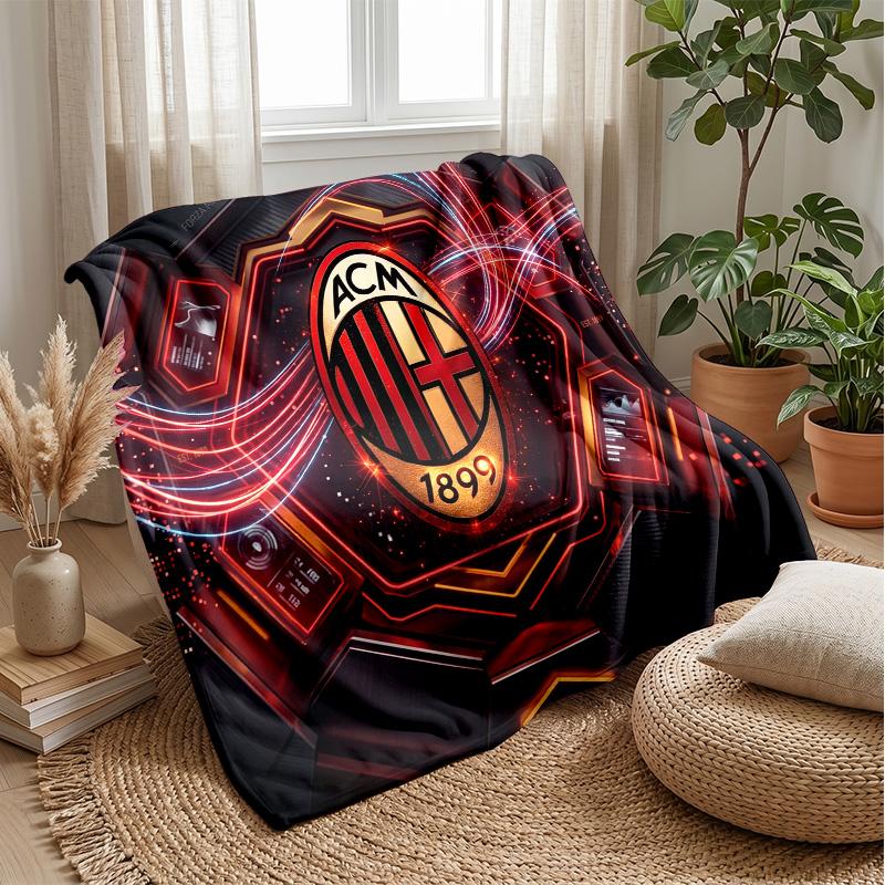 AC Milan Theme Blanket Soft Flannel Blanket Plush Throw Blanket Cozy Sofa Bed Blanket for Home Decor
