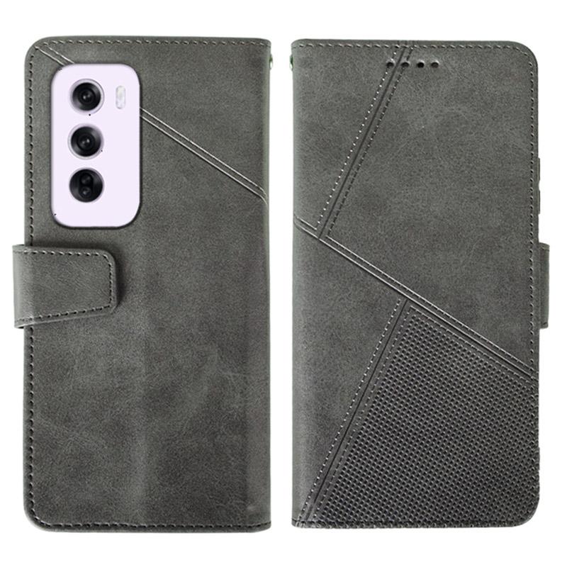 

For Oppo Reno12 5G (Global) Wallet Phone Case Calf Texture Stand Leather Cover Grey