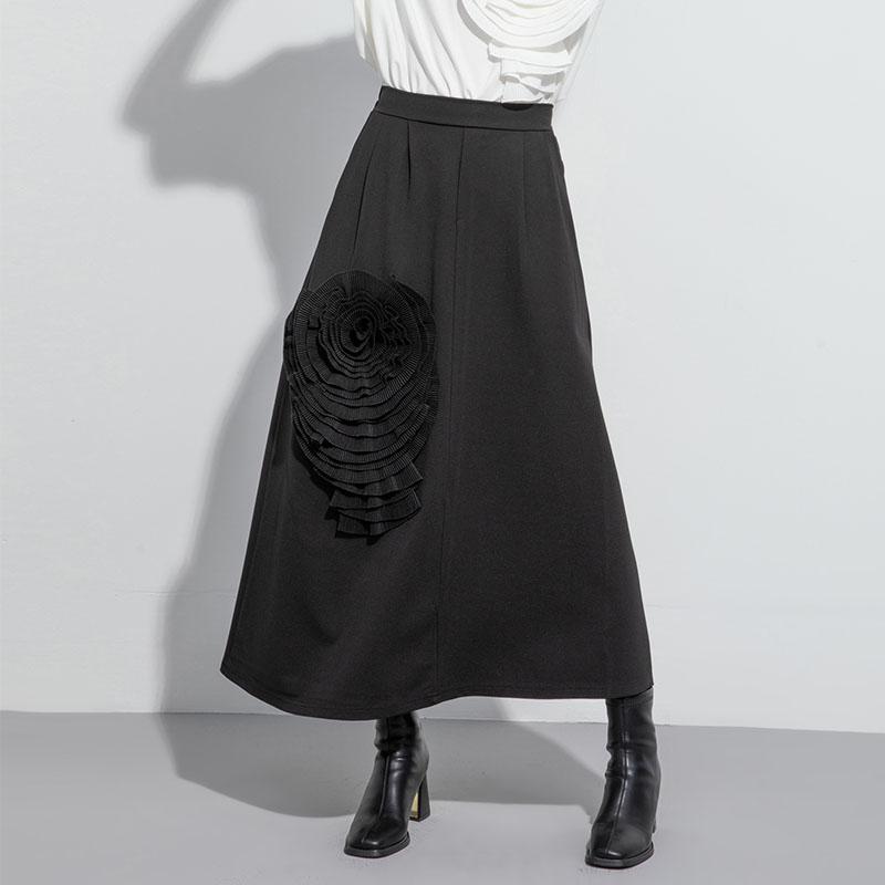 

большой размер С высокой талией винтажный цветочный Черный весна лето осень повседневный свободный длинный для женщины юбки женская юбка XL