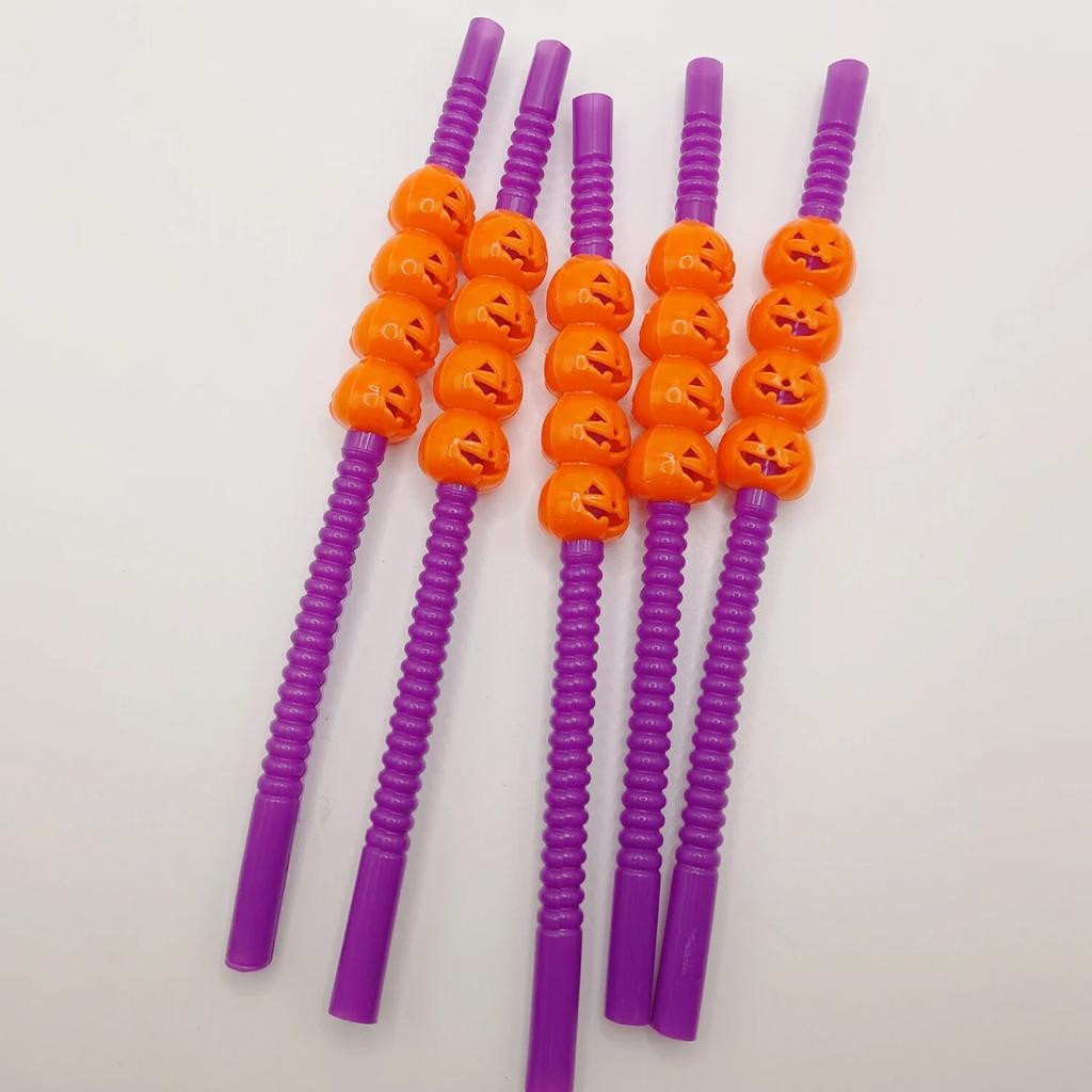 5pcs- Halloween Straws,Happy Festive Pumpkin Straws - Halloween Party Supplies,Perfect For Parties, Home Bars & Cocktails