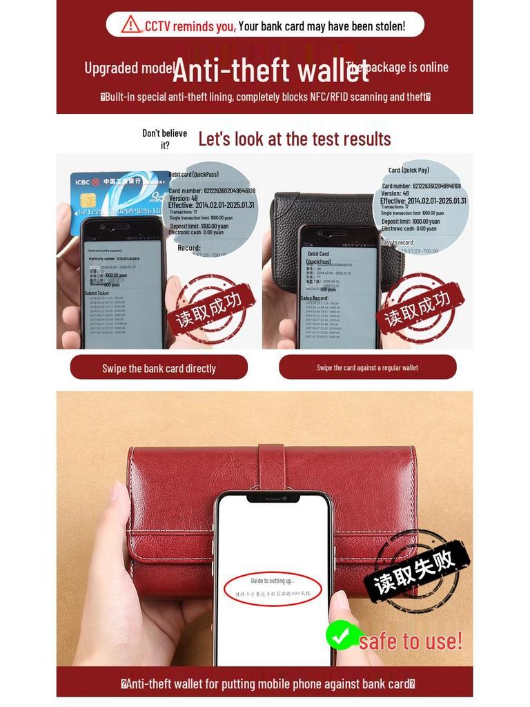 Women's Large Capacity Soft Leather Wallet with Multi-Card Holder