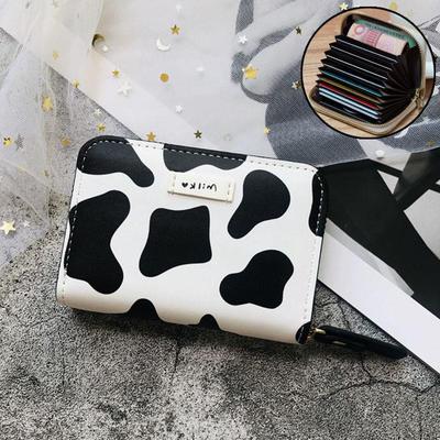 Ladies Cute Wallet Cow Print Pu Leather Business Card Holder Female Girl'S Coin Pouch Womencartoon Wallets For Women Carteras