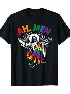Gay Pride Jesus Rainbow Flag Christian Short-Sleeve T-Shirt