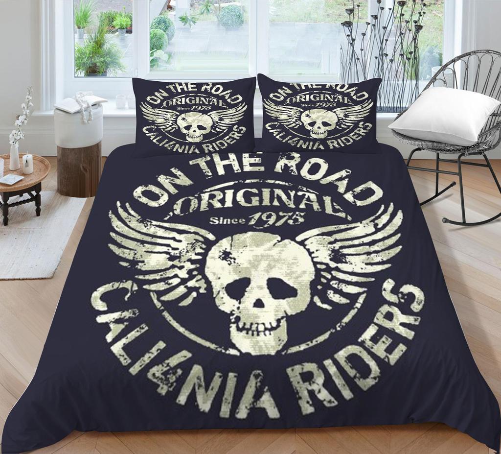 Bettbezug-Sets, Bettwäsche-Set, 3D-Schädeldruck, für Kinder, Schule, Erwachsene, Bett, Polyester, Kissenbezug, atmungsaktiv, warm, Heimtextilien
