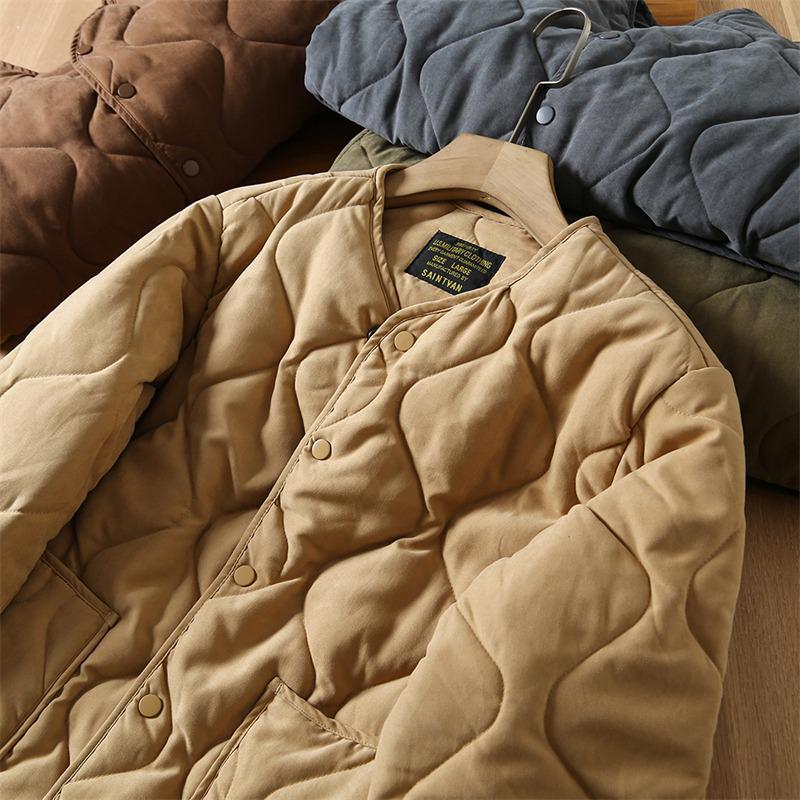 Heren Retro Geknoopte Kraploze Katoenen Jas - Jachtstijl Herfst/Winterjas AmeKaji Amerikaanse Werkkleding.