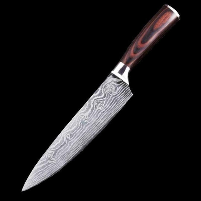 

8-дюймовый нож шеф-повара Кухонный нож из дамасской стали Кухонный нож из дамасской стали Кухонные принадлежности 1x 8inch knife