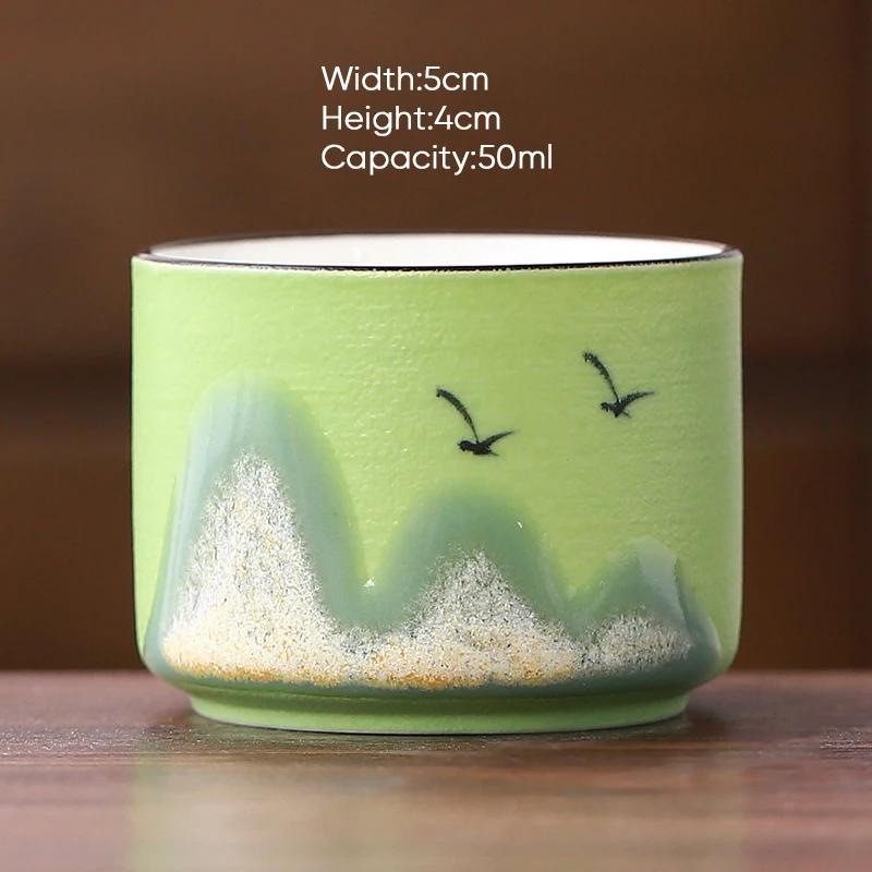 1pcs Chinese Style Mountain Ceramic Kung Fu Tea Cup Creative Pottery Espresso Cups Porcelain Coffee Cup Afternoon Teacup