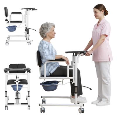 Fauteuil de transfert élévateur pour patient, Fauteuil roulant élévateur 5 en 1 avec siège divisé à 180 degrés, Fauteuil de transfert élévateur réglable en hauteur pour la maison, les personnes âgées, les personnes âgées